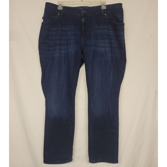 Lee Plus 18W Petite Regular Fit Mid Rise Straight Leg Denim Blue Jeans, Casual - Picture 1 of 8
